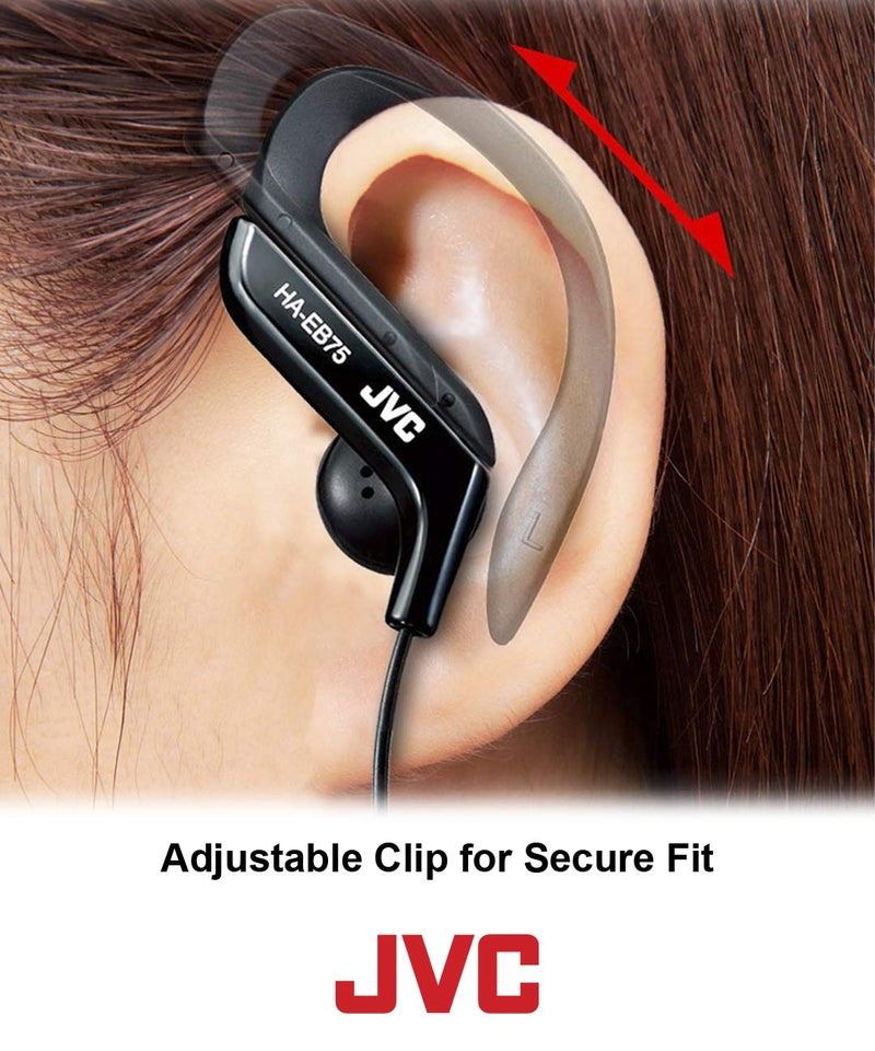 JVC Clip Style Headphone Black and Silver Lightweight and Comfortable Ear Clip Splash Proof Water resistant Powerful Sound with Bass Boost JVC HAEB75S - Image 2